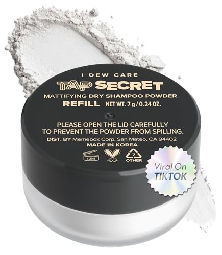 I DEW CARE Tap Secret Dry Shampoo Powder Refill with Biotin | Strengthening & Volumizing Refillable Travel size Non-aerosol Korean Ginseng Dry Shampoo for Women Women Stocking Stuffers 0.24 Oz