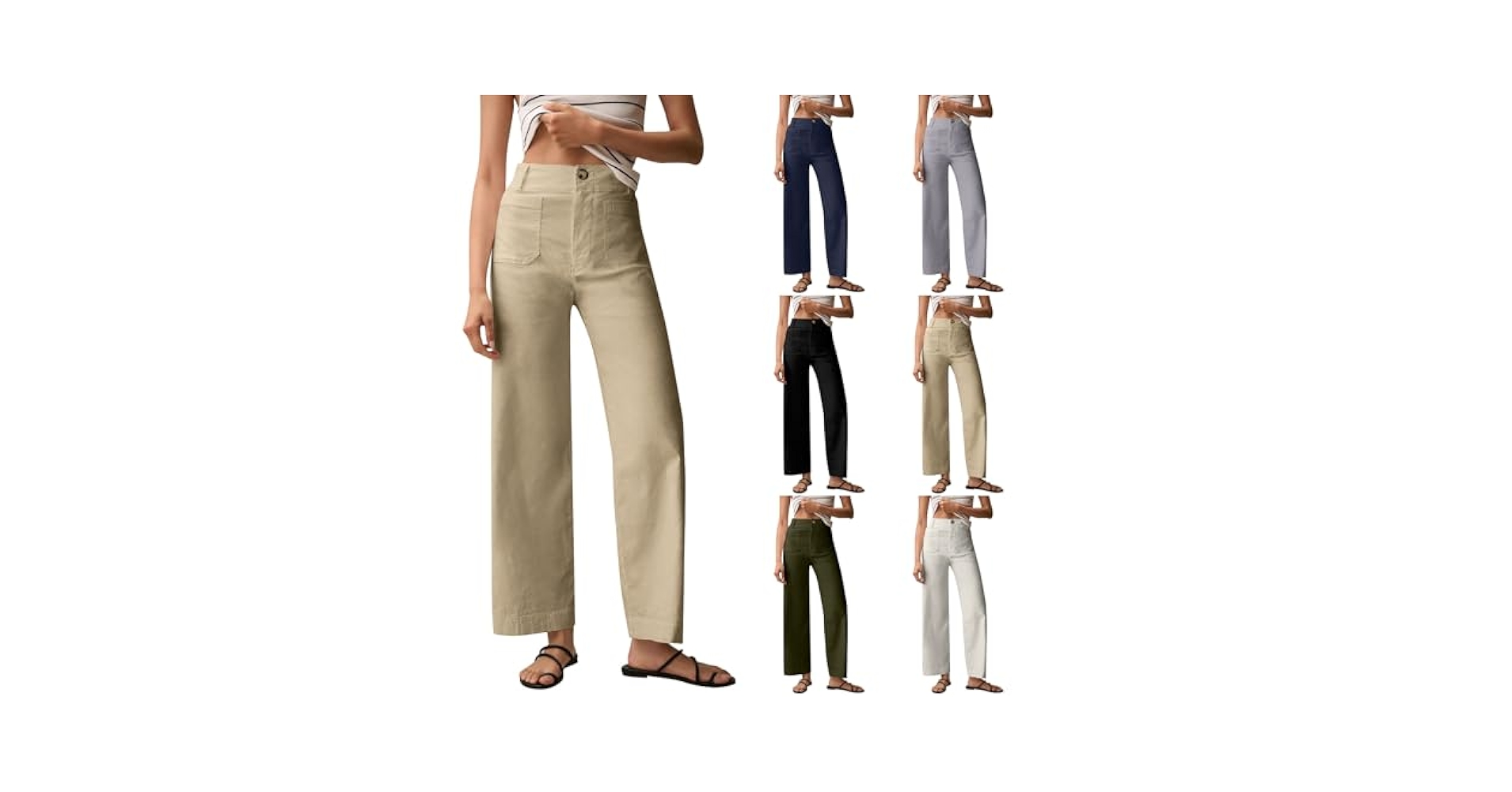 Business Pants for Women High Waisted Stretch Twill Cropped