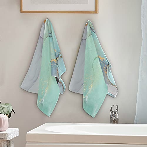 Marble Tie Dye Hand Bath Towel Highly Absorbent Soft Hanging Towels Green Blue Turquoise Kitchen Dish Towel Set Washcloth 2Pcs #TOP5