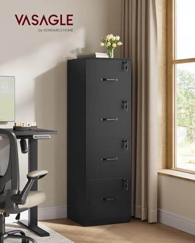 Image of VASAGLE 4 Drawer File Cabinet with Locks, for A4, Letter Sized Documents