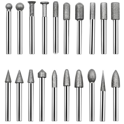 Fivetwofive Brocas Cilíndricas de Diamante con Vástago de 6MM, Puntas Cilíndricas, Rebabas para Tallar Recubiertas, Herramientas Lapidarias, Piedra de Jade, Mármol
