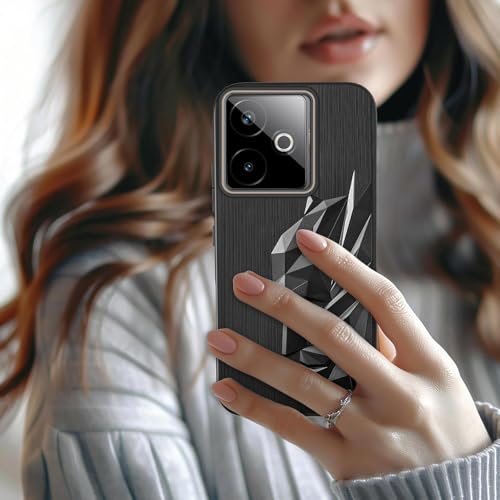 Image of TOUCCH 3D Face Case Cover for Realme GT 7 5G / GT 7T 5G / GT 7 Dream Edition| Shock Proof Design with Camera Protection Ring| Liquid Case (Microfibre Lining) for Realme GT 7| Silicone - Black