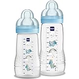 MAM Baby Kit 2 Mamadeiras Easy Active Set, 270ml e 330ml Com Formato Ergonômico e Fácil de Segurar...