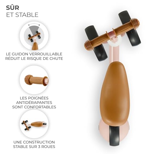 Vélo 3-en-1 rose pour enfant de 1 an à selle réglable