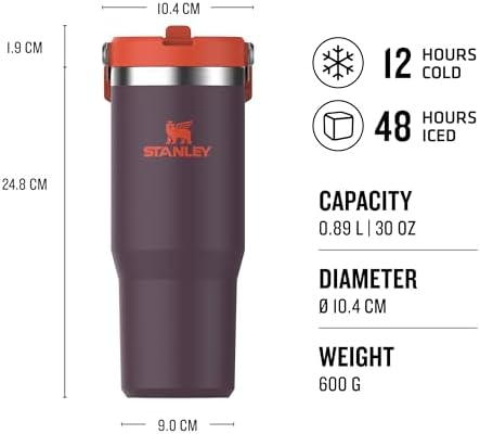 Stanley IceFlow Flip Straw Tumbler Pipetli Termos Bardak, Mürdüm (Plum), 0.89 Litre - Görsel 2