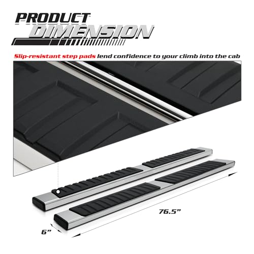 Barras laterales Running Boards M-Auto 6.75 pulg cromadas miniatura 4