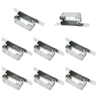 Qlvily 8 Packs 4 x 2 Inch Metal Electrical Box with Bracket, 1/2 Inch End Knockouts Electrical Box, Wood/Metal Stud Bracket Welded, Junction Box Metal, Galvanized