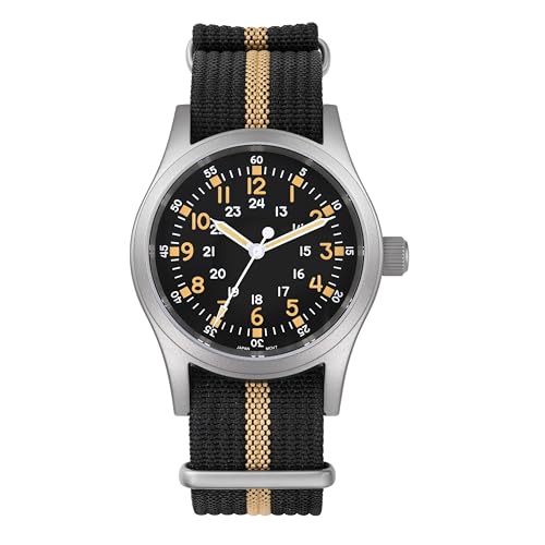 Image of Militado ML05 38mm VH31 Quartz Watch - Domed Sapphire Crystal Field Watch C3 Super Luminous Retro Sweep Wrist Watch for Men 100M Waterproof
