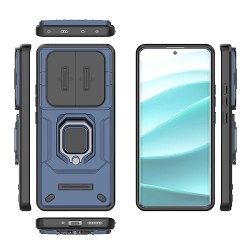 Image of Thermoplastic Polyurethane Camshield Pro Case With Slide Camera Protection And Ring Stand Bumper Back Case Cover For Mi Redmi Note 14 Pro 5G (Blue)