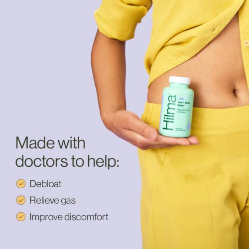 Image of Hilma Gas and Bloating Relief, 100 Vegan Capsules | Natural Herbal Supplements with Peppermint Leaf, Anise, Caraway, Fennel Seed & Lemon Balm for Debloat & Gut Support