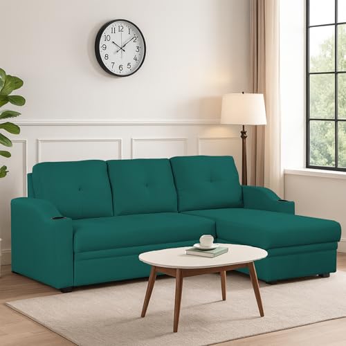 Image of Casaliving Ravonna RHS 4 Seater L Shape Corner Sofa Cum Bed for Living Room (Pine Fabric) Premium Fabric Sofa