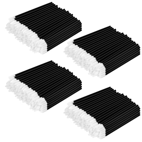Alaoo 200PCS Cepillos para Maquillaje de Labios,Cepillo de Labios Desechable,Cepillos de Lápiz Labial, Pincel Labios de Brillo,Pinceles Aplicador Labial,Pinceles de Maquillaje para Cejas,Negro