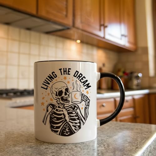 Taza Calavera Divertida de Porcelana 11oz Blanca miniatura 3