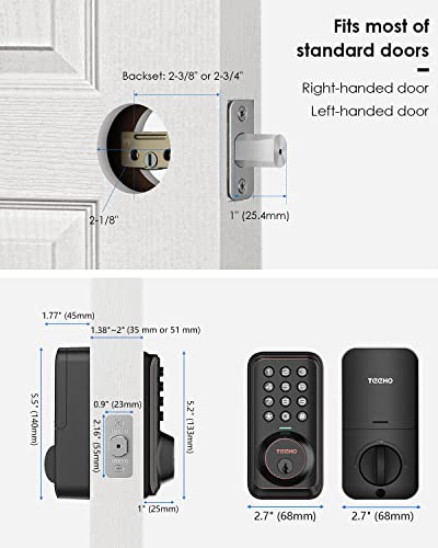 Teeho Tz001 Keypad Door Lock - Keyless Entry Electronic Lock - Smart Digital Lock With Keypads - Deadbolt Smart Lock - Ip54 Weatherproofing - Oil-Rubbed Bronze #TOP5
