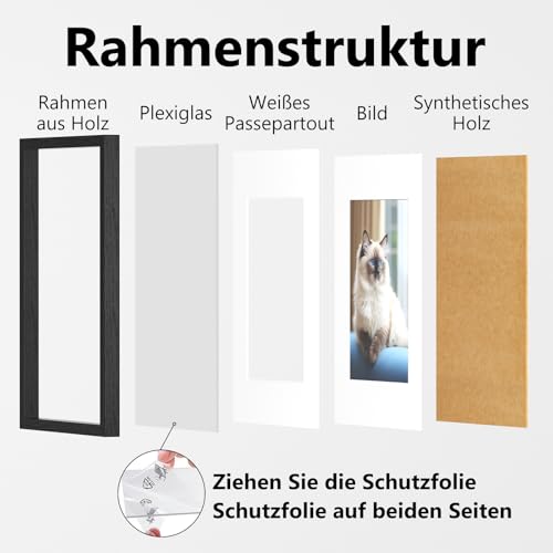 RUN HELIX 4 Pack Bilderrahmen A4, Bilderrahmen din a4 Schwarz, Kann Auf Den Schreibtisch Gehängt Oder Gestellt Werden Fotorahmen, Posterrahmen Benutzt für Wohnzimmer, Schlafzimmer, Arbeitszimmer