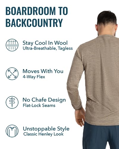 Men's Merino Henley by Woolly | RWS Certified | Super Soft, Classic Style, Seattle Designed2