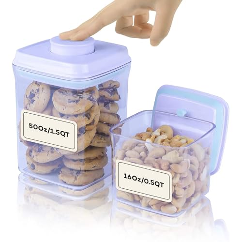 Image of iChewie - BopTop (2pc Set) Airtight Food Storage Container - Mechanical Silicone Seal Canister - BPA-Free Stackable - 17,52 fl.oz.