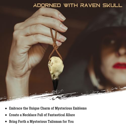 41ZnS+Yp3+L._AC_ Halloween Raven Skull Gothic Crow Decor Statue Animal Skull Artificial Bone Crow Decoration Raven Costumes Cosplay Bird Skeleton Viking Necklace Headpiece Witch Gift for