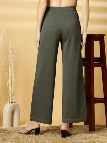 Image of OOMPH! Women's Straight Fit Mid Rise Korean Trousers|Trouser Pants for Women|Elegant Workwear for Office, College & Events|Trousers for Woman