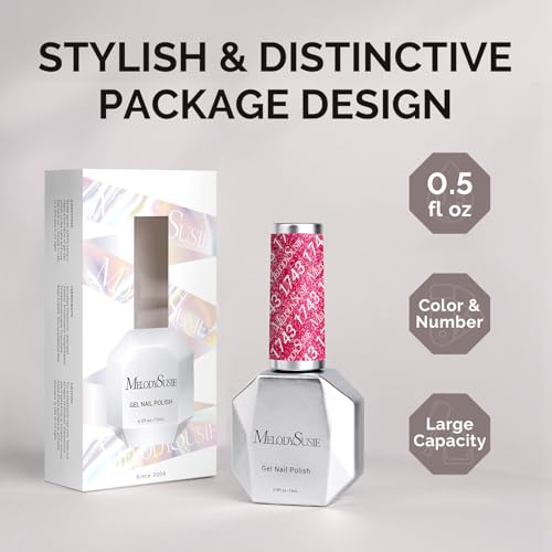 Image of MelodySusie Neon Pink Glitter Gel Nail Polish,Red 0.5fl oz Soak Off UV LED Pink Diamond Glitter Gel Polish Gift for Women Nail Art Manicure Salon DIY Nail Design Decoration at Home-1743