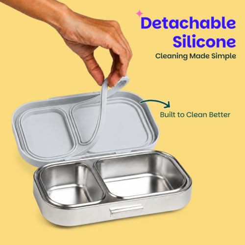 Image of Basil Bento Ace 2C Steel Lunch Box - Classic Grey