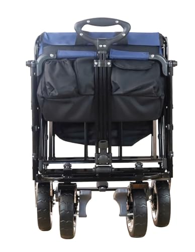 FROSAL Bollerwagen Loki faltbar Transportwagen klappbar schwarz-blau Kinder Klappbollerwagen PU Räder – Bild 6