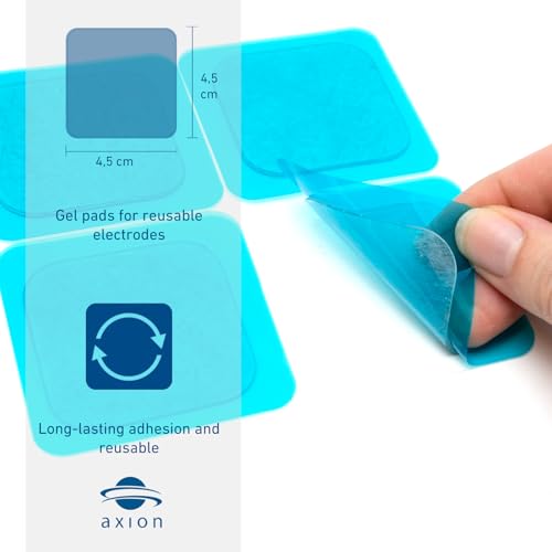 axion 8 Gel Pads 4.5 x 4.5 cm for TENS Pain Therapy & EMS Trainer - Self-Adhesive, Skin-Friendly, Reusable - Compatible with Beurer EM59/EM89 & More