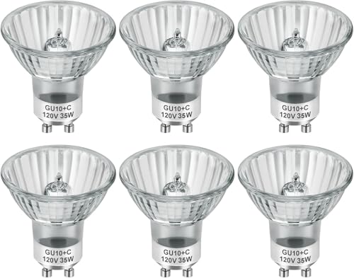 SerBion 35 Watt Candle Warmer Lamp Bulbs, Wax Warmer Bulbs for Full Size Candle Warmer, 6 Packs GU10 Halogen Light Bulbs for Track and Range Hood, Dimmable, Warm White, 6000+Hours Long-Lasting