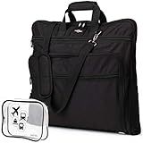 Prottoni 44-Inch Suit Carrier For Travel - Garment Suitcase With Toiletry Bag (Black + Clear Toiletry Bag, 44')