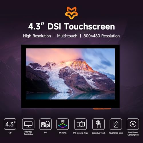 Image of KLAYERS LUCKFOX DSI Display for Pi 5 /4B /CM4 /CM3 Support 3D Printing, Capacitive Touch 800x480, Toughened Glass LCD Panel for Raspberry Pi 5