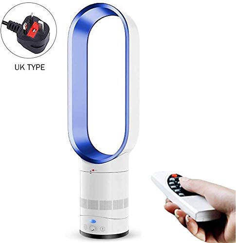 Bladeless Fan, Negative Ion Safety Air Cooler Bladeless Fan, Floor-mounted Remote Control Tower Fan, Desk Fans, for Office, Bedroom, Home (Blue)