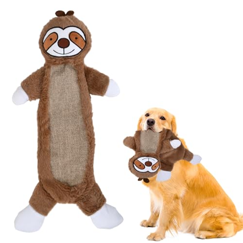Gioco per Cani Interattivo Squittente, Gioco da Masticare Resistente, Peluche Forma di Bradipo con Carta Crespa per Pulire Denti e Scaricare lo Stress