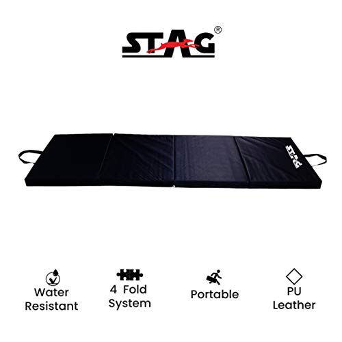 Image of STAG Multi-Purpose Foldable Fitness MAT 180 CM X 90 CM X 40 MM | Use as Tumbling mat, Gymnastics mat, Crash pad | Thick Foam | for Both Men and Women