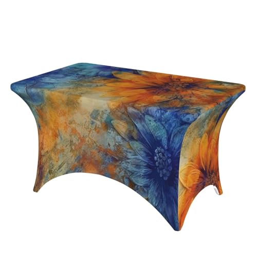 Nappe rectangulaire sans repassage stretch fleurs table 1,2m