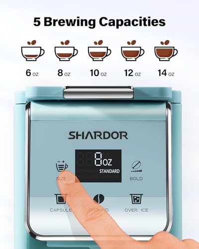 Image of K Cup Coffee Maker With Bold Setting, Single Serve Hot & Iced Coffee Maker for K-Cup and Grounds, 52oz Removable Water Tank, 6 to14oz Brew Sizes, Pod Coffee Machine With Reusable Filter, Blue