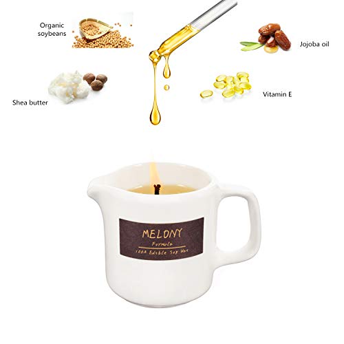 MELONY Soy Massage Oil Candle | Coconut | Low Temp | 2.82 OZ / 80G | Perfect Intensive Skin Treatment Candle | Nourishing with Almond Oil, Shea Butter & Cocoa Butter | Massage & Moisturise
