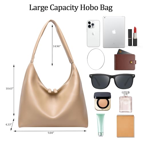Bolso hobo de cuero sintético suave con doble cremallera, ligero para mujer, 9,84" x 4,33" x 10,63", 0,70 lb, con bolsillos interiores con cremallera, ideal para uso diario, trabajo y viajes miniatura 4