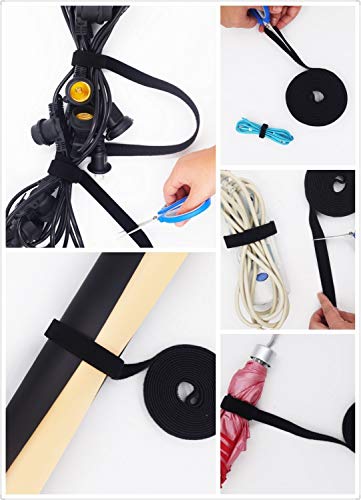 Aeoss Cable Straps 5 Roll Reusable Cable Ties Hook & Loop Nylon Fastening Tape Wire Organizer for Power Wire Management Self Gripping Cord Rope Holder
