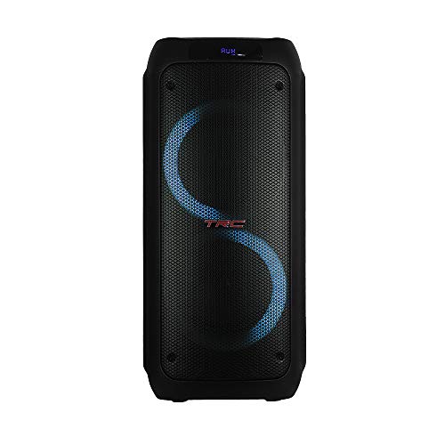 TRC 5590 - Caixa de Som Amplificada Portátil com Bluetooth; Controle Remoto; Entrada USB; Iluminação em LED; Disco Ligthing; Microfone com Fio e TWS; – 1000W RMS; Black glide