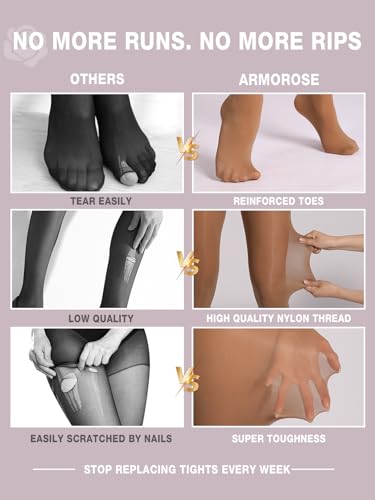Image of Indestructible Tights for Women, Rip Resistant Durability T-Crotch Pantyhose Semi Sheer High Waist Stockings