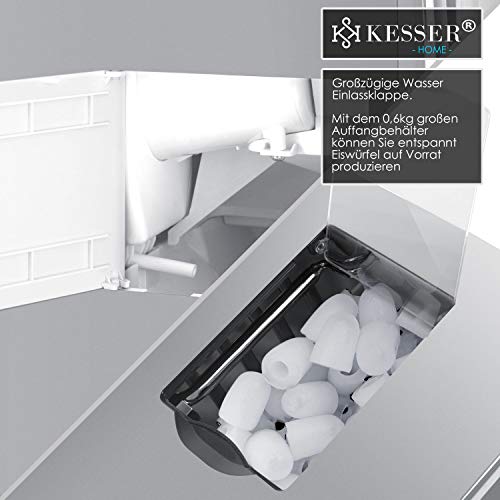 KESSER® Eiswürfelbereiter | Eiswürfelmaschine Edelstahl | 100W Ice Maker |12 kg 24 h |2 Würfelgrößen | Zubereitung in 6 min | 2 Liter Wassertank | Timer | LCD-Display | Wassertank, mit Zubehör Silber – Bild 8