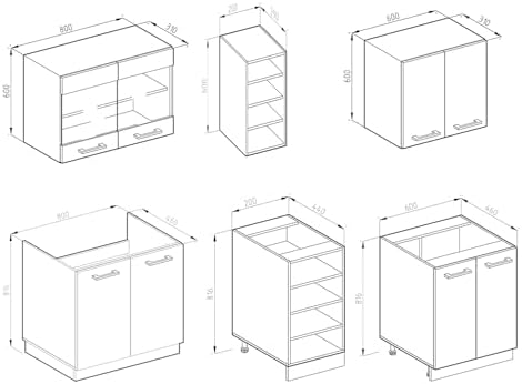 Kompakter Küchenblock 160 cm ideal für kleine Wohnungen und moderne Einrichtungsstile.