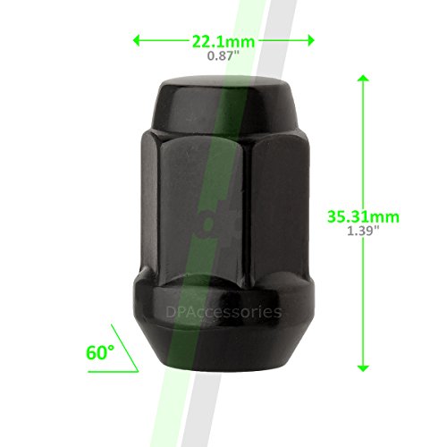 Dpaccessories 23 Black 1/2-20 Closed End Bulge Acorn Lug Nuts - Cone Seat - 3/4" Hex Lcb3B2He-Bk04023 #TOP2