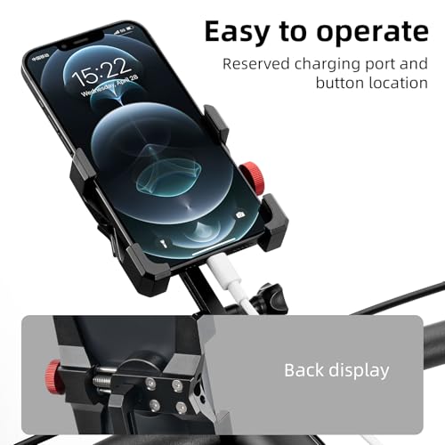 Image of ROCKBROS Aluminum Bike Phone Mount for 4.7-7.1 inch Phones | Four-Corner Protection,One-Twist Adjustment,Open Charging Access, Fits 22.2 /25.4 /31.8mm Handlebars,Two Mount Options