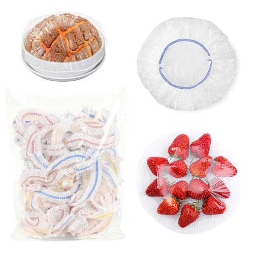 Juguta 100 Pièces Couvercles Alimentaires Élastiques Coloré, Sacs de Conservation des Aliments en Plastique Élastiques, Sacs de Conservation Frais pour Fruits/Légumes/Viande/Aliments