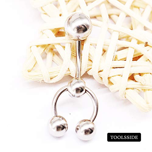 Toolsside Vch Jewelry Vertical Hood Piercing For Women - 4 Balls Surgical Steel Horseshoe & Barbell Combo For Vch Piercing - 14G Curved Barbell Genital Piercing #TOP3