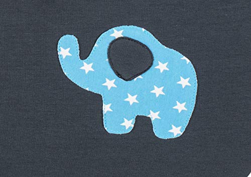 Lilakind Slaapzak, trappelzak, inbakerzak, herfst/winter, olifant, grijs, lichtblauw, sterren, maat S - Made in Germany, Grijs lichtblauw, 38 cm lang - Afbeelding 4