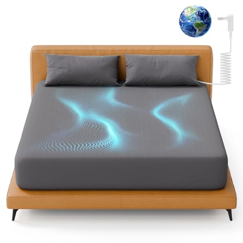 Grounding Fitted Sheets Twin XL Grounding Sheets Twin XL with 10% Silver Fiber 15 Deep Pocket Grounded Fitted Bed Sheets for Better Sleep & Wellness 39 x 80x15 Gray