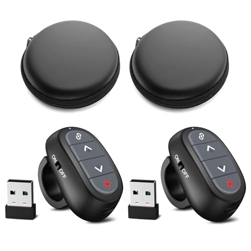 (2 Units) Presentation Clicker PowerPoint Wireless Presenter Remote: Laser Pointer Finger Ring...