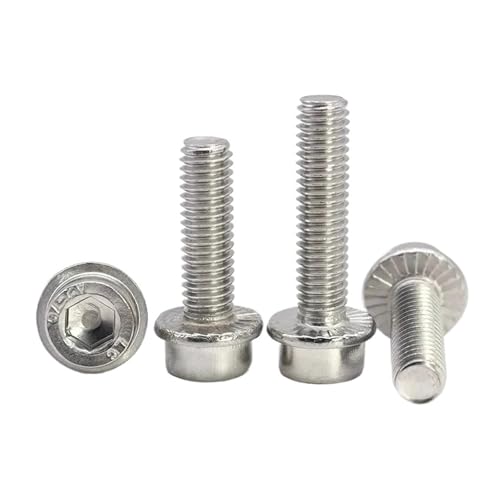 Vis à tête creuse hexagonale bride M4x45mm inox 304 boulons dents dentelées lot de 20